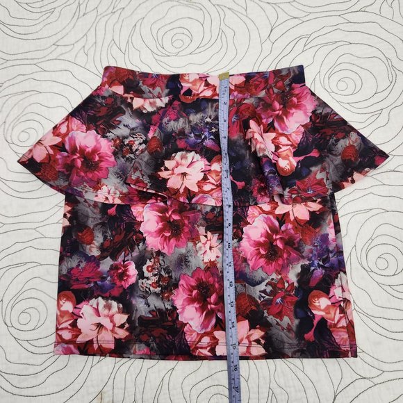 [Sz 2] Pink Floral Topshop Peplum Skirt - Picture 7 of 9